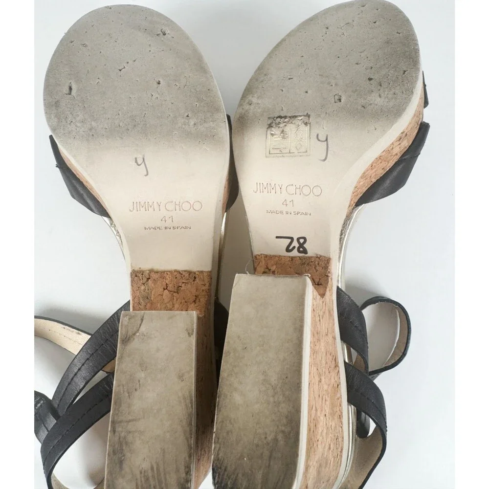 Jimmy Choo Nemesis 75 Black Platform Women's Sandals EU 41 US 11
